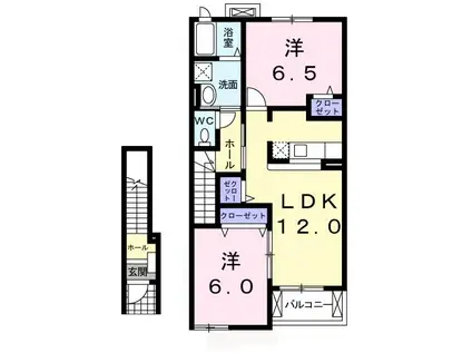アルメリアA(2LDK/2階)の間取り写真