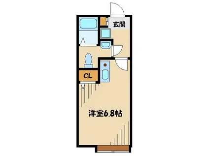 ルペールE(ワンルーム/1階)の間取り写真