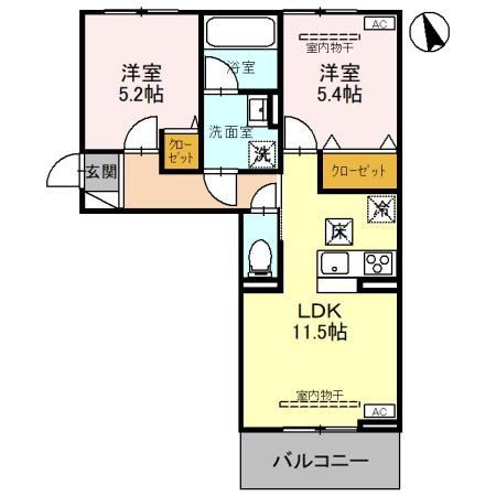 ロータスシャトー(2LDK/1階)の間取り写真