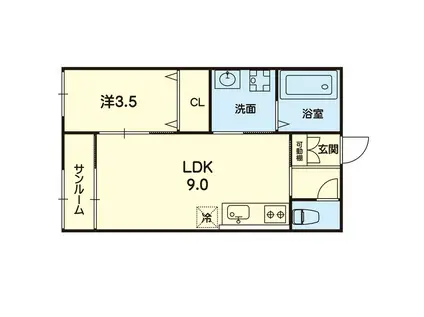 ステラ熊本エアポートサイド(1LDK/1階)の間取り写真