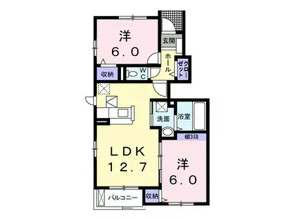 サンキャッスルS・VI(2LDK/1階)の間取り写真