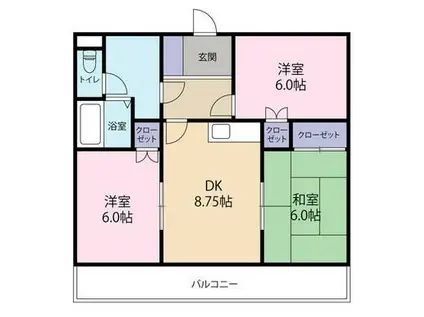 ガーデンヒルズ藍住I(3DK/2階)の間取り写真