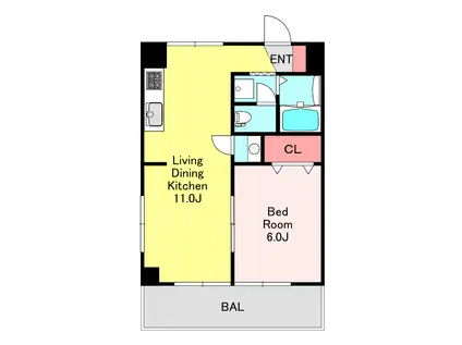 メゾンドボヌール(1LDK/3階)の間取り写真