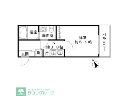 センターヴィレッジ三郷(1K/3階)の間取り写真