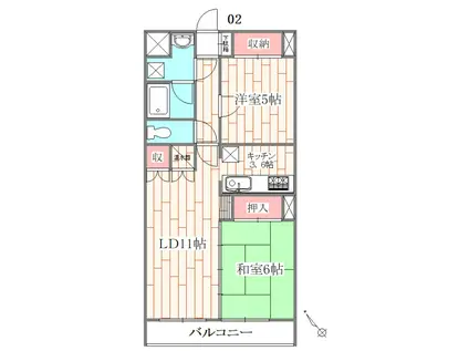 メイプルナイン(2LDK/5階)の間取り写真