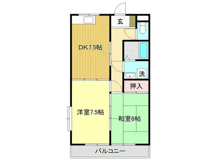 あざみのスクエアII(2DK/3階)の間取り写真