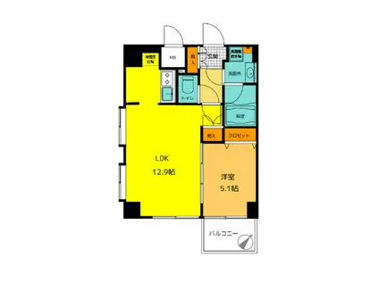 ダイナシティ文京根津(1LDK/6階)の間取り写真