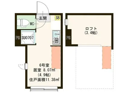 HARMONY SQUARE桜上水(ワンルーム/2階)の間取り写真