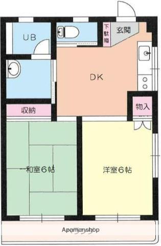 ショーナニアン(2DK/4階)の間取り写真