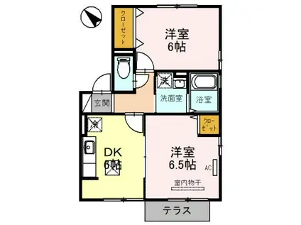 ウィルモア山泉(2DK/1階)の間取り写真