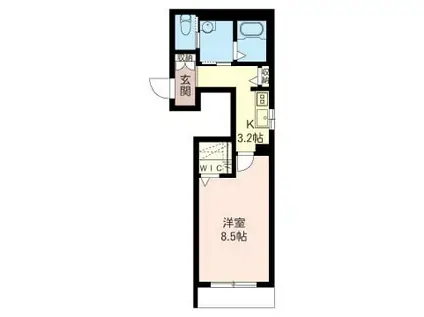 サン・ボヌール向原(1K/3階)の間取り写真