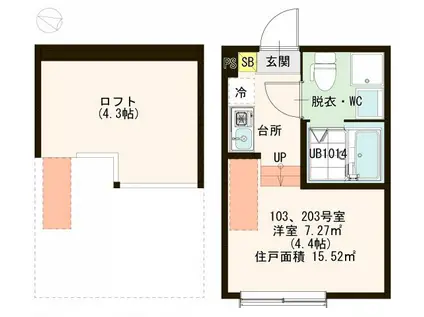 ハーモニーテラス瑞江(ワンルーム/2階)の間取り写真