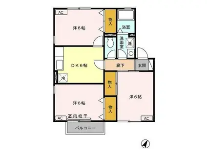 クレールパピヨンエヌ A(3DK/1階)の間取り写真