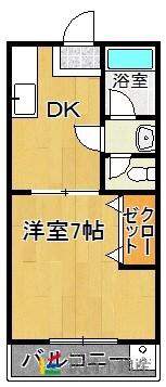 コーポアベニュー(1DK/3階)の間取り写真