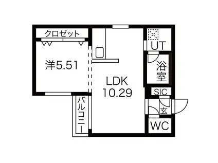 ストークト東区役所前(1LDK/3階)の間取り写真