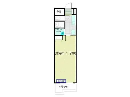 トーカンマンション 活水通(1K/4階)の間取り写真