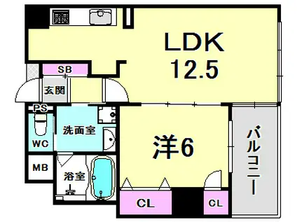 アパタワーズ神戸三宮(1LDK/14階)の間取り写真