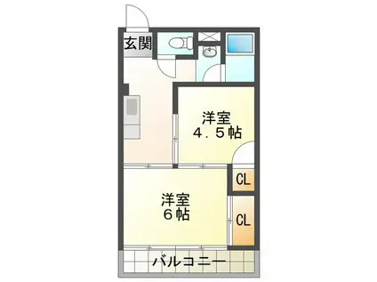 林ビル(2K/3階)の間取り写真