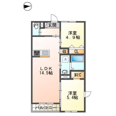 エバーリーフ(2LDK/3階)の間取り写真