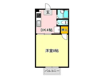 シティ西新C棟(1K/1階)の間取り写真