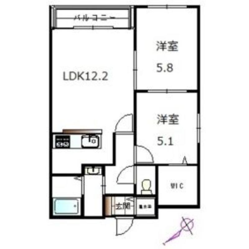ベルクレール琴似(2LDK/5階)の間取り写真