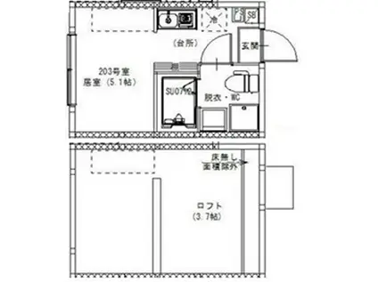 金町BASE(ワンルーム/2階)の間取り写真