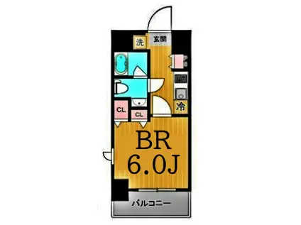 SHOKEN RESIDENCE横浜桜木町(1K/3階)の間取り写真