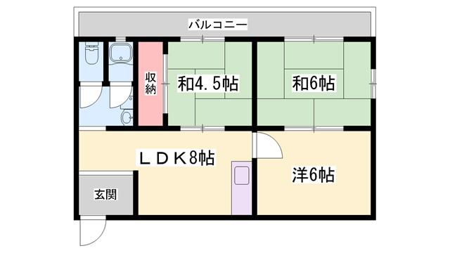 上月ハイツ(3LDK/2階)の間取り写真