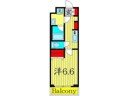 スカイコートパレス千川(1K/1階)の間取り写真