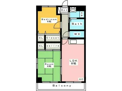 マンションJOY(2LDK/2階)の間取り写真