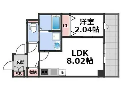 TERRA HIRANOHONMACHI(1LDK/3階)の間取り写真