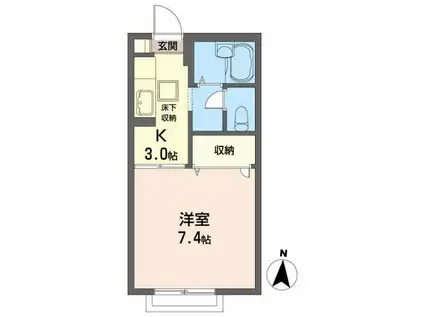 ウエストパル高崎(1K/1階)の間取り写真