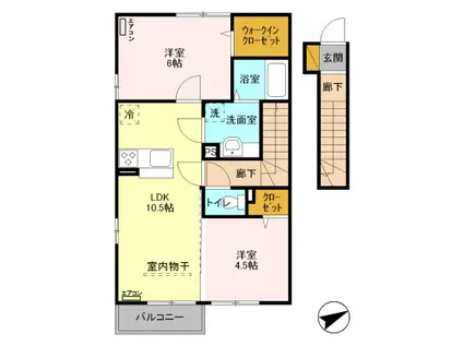 アムール花崎(2LDK/2階)の間取り写真