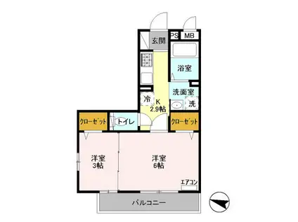 シェドゥーブル(2K/2階)の間取り写真