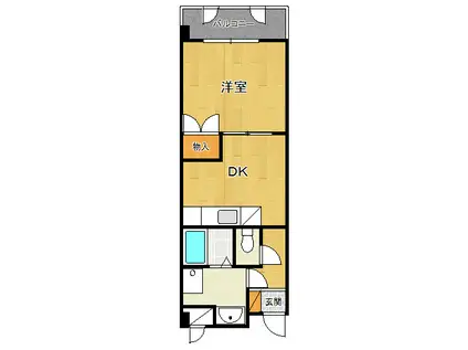 ウエストヒルヨシカワ(1DK/1階)の間取り写真