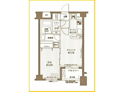 サニーリヴ北新横浜(1DK/1階)の間取り写真