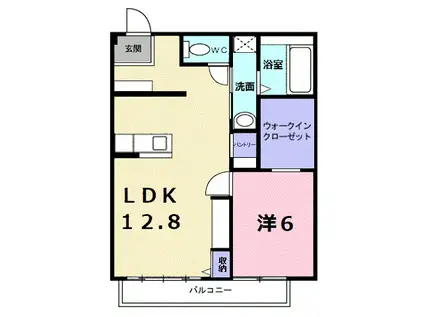 スカイハイツ河相A(1LDK/1階)の間取り写真
