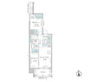 パークアクシス新御徒町イースト(2DK/4階)の間取り写真