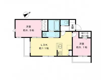 ラメール(2LDK/2階)の間取り写真
