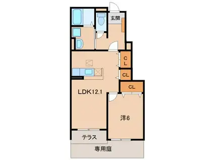 ブランシュール II(1LDK/1階)の間取り写真