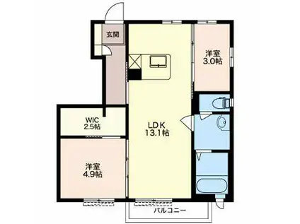 イグドラシル A(2LDK/1階)の間取り写真