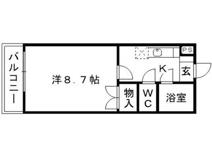 B-FLAT北千反畑(1K/2階)の間取り写真