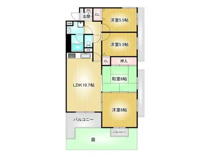 桜山スカイマンション(4LDK/1階)の間取り写真