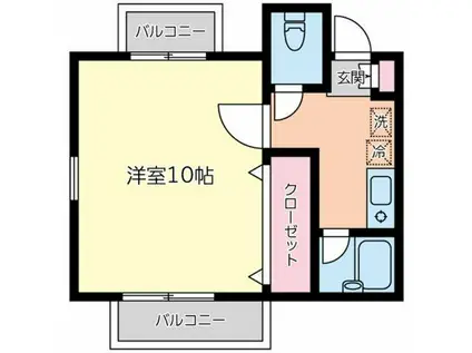 ムーンステージ2001(1K/2階)の間取り写真