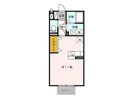 カジュプレーン(ワンルーム/2階)の間取り写真