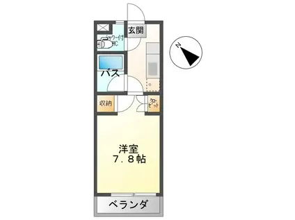 メゾンセシボン東部(1K/4階)の間取り写真