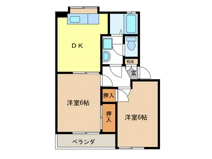 ファンタジー21 C棟(2DK/1階)の間取り写真