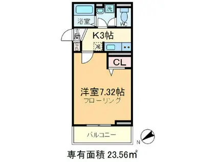 エスポワール´17(1K/1階)の間取り写真