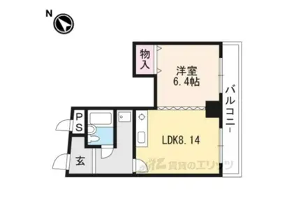 カーサ清水花(1DK/4階)の間取り写真