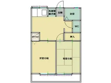 サニータウン B棟(2LDK/2階)の間取り写真